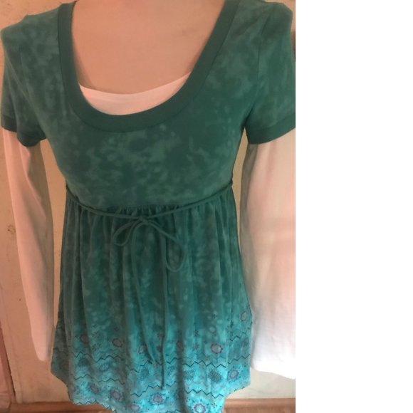 So Green White Knit Tunic Top Size M - Picture 6 of 6